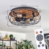 Tourais ceiling light, Ceiling fan light LED Wood like finish, black, 4-light sources, Remote control