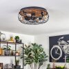 Tourais ceiling light, Ceiling fan light LED Wood like finish, black, 4-light sources, Remote control