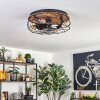 Tourais ceiling light, Ceiling fan light LED Wood like finish, black, 4-light sources, Remote control