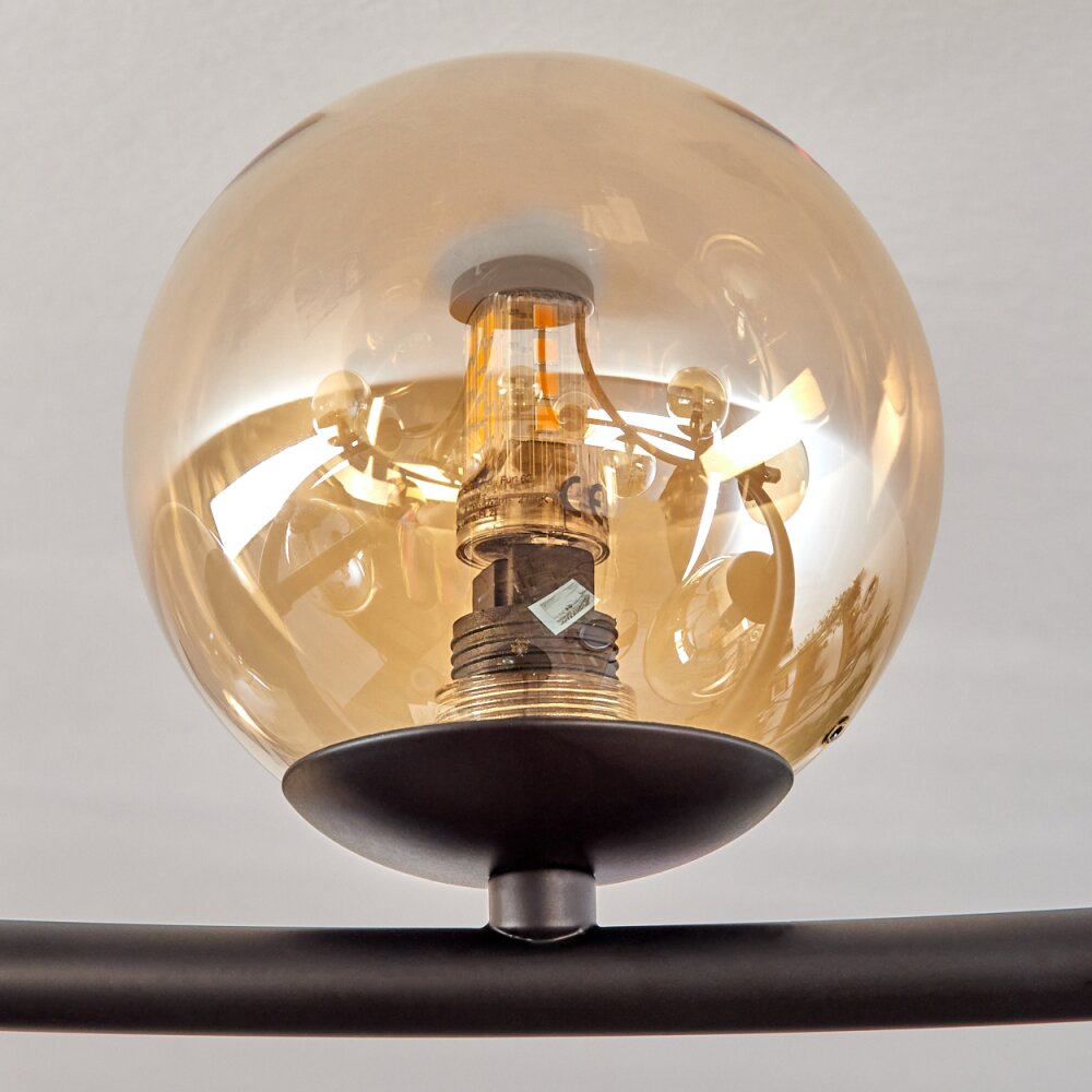 Chehalis ceiling light, globe light 76 cm Amber, Smoke-coloured, 12-light sources