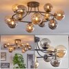 Chehalis ceiling light, globe light 76 cm Amber, Smoke-coloured, 12-light sources