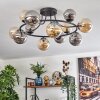 Chehalis ceiling light, globe light 76 cm Amber, Smoke-coloured, 12-light sources