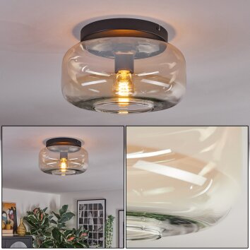 Boza ceiling light, globe light Amber, clear, 1-light source