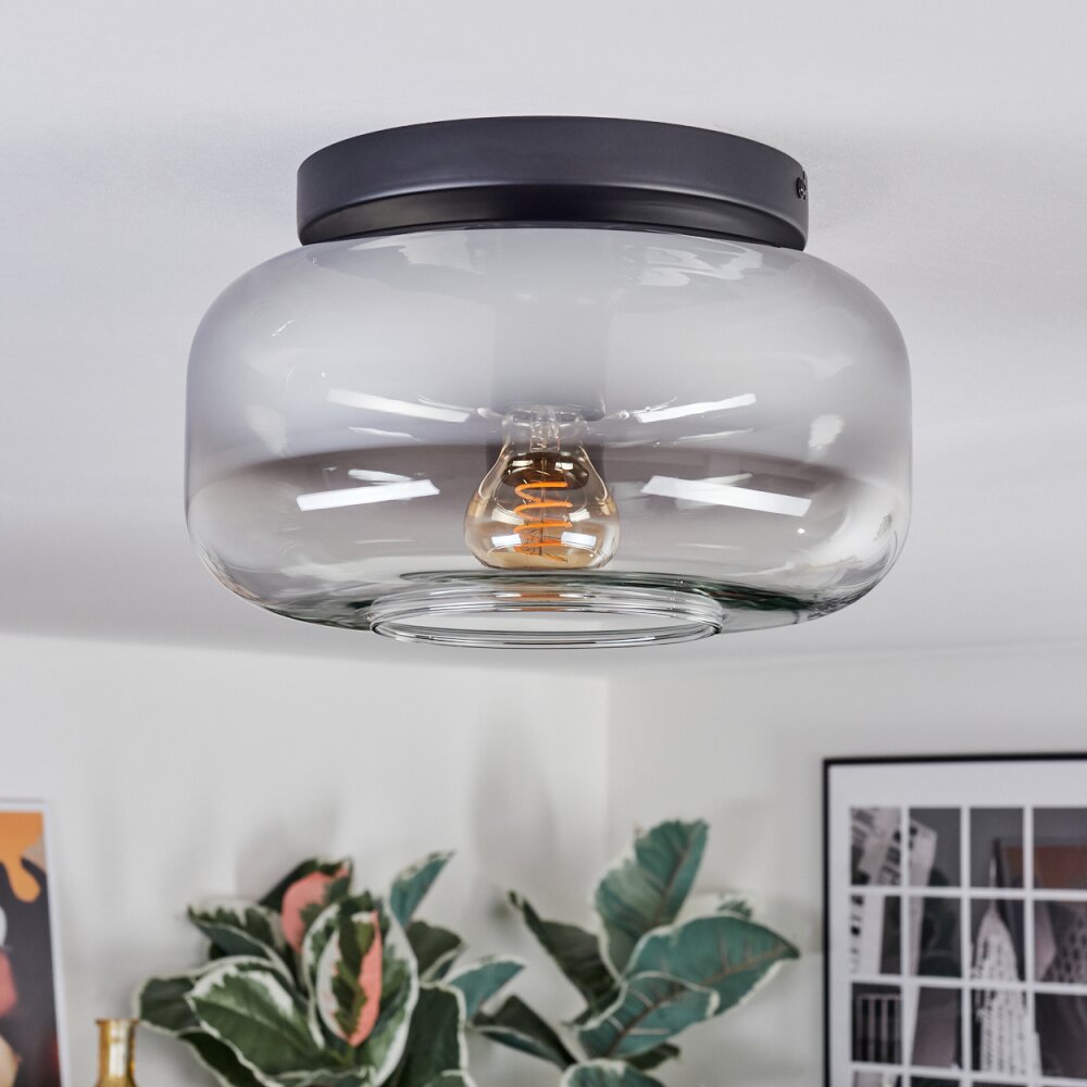Boza ceiling light, globe light clear, Smoke-coloured, 1-light source
