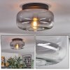 Boza ceiling light, globe light clear, Smoke-coloured, 1-light source