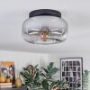 Boza ceiling light, globe light clear, Smoke-coloured, 1-light source