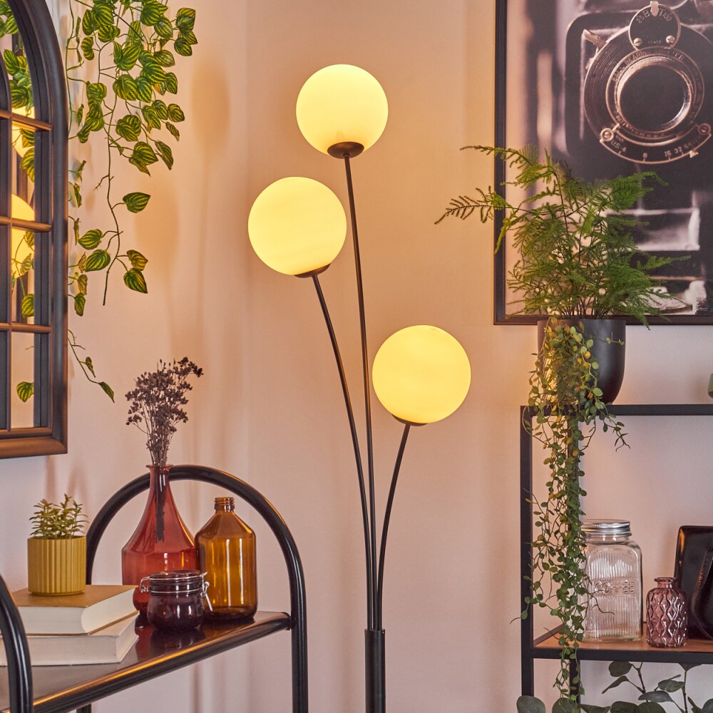 Gastor globe light, floor lamp white, 3-light sources