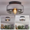 Boza ceiling light, globe light chrome, clear, Smoke-coloured, 1-light source