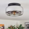 Boza ceiling light, globe light chrome, clear, Smoke-coloured, 1-light source