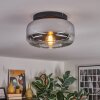 Boza ceiling light, globe light chrome, clear, Smoke-coloured, 1-light source