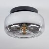 Boza ceiling light, globe light chrome, clear, Smoke-coloured, 1-light source