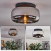 Boza ceiling light, globe light chrome, Smoke-coloured, 1-light source