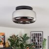 Boza ceiling light, globe light chrome, Smoke-coloured, 1-light source