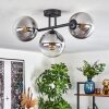 Gastor ceiling light, globe light clear, Smoke-coloured, 3-light sources