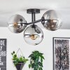 Gastor ceiling light, globe light clear, Smoke-coloured, 3-light sources