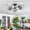 Gastor ceiling light, globe light clear, Smoke-coloured, 3-light sources