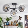 Gastor ceiling light, globe light clear, Smoke-coloured, 3-light sources