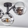 Gastor ceiling light, globe light chrome, clear, Smoke-coloured, 3-light sources