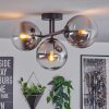 Gastor ceiling light, globe light chrome, clear, Smoke-coloured, 3-light sources