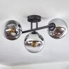 Gastor ceiling light, globe light chrome, clear, Smoke-coloured, 3-light sources