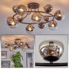 Chehalis ceiling light, globe light 76 cm chrome, clear, Smoke-coloured, 12-light sources