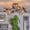 Chehalis ceiling light, globe light 76 cm chrome, clear, Smoke-coloured, 12-light sources