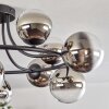 Chehalis ceiling light, globe light 76 cm chrome, clear, Smoke-coloured, 12-light sources