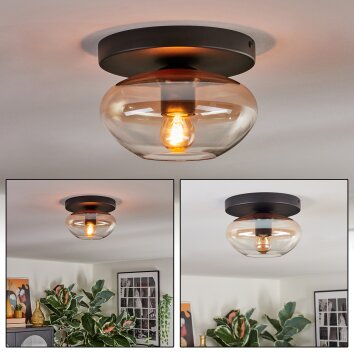 Mertola ceiling light, globe light Amber, clear, 1-light source