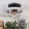 Mertola ceiling light, globe light clear, Smoke-coloured, 1-light source