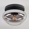 Mertola ceiling light, globe light clear, Smoke-coloured, 1-light source