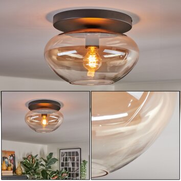 Mertola ceiling light, globe light Amber, clear, 1-light source