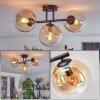 Gastor ceiling light, globe light Amber, clear, 3-light sources