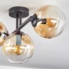 Gastor ceiling light, globe light Amber, clear, 3-light sources