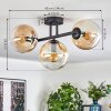 Gastor ceiling light, globe light Amber, clear, 3-light sources