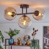 Gastor ceiling light, globe light Amber, clear, 3-light sources