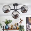 Gastor ceiling light, globe light chrome, Smoke-coloured, 3-light sources