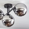 Gastor ceiling light, globe light chrome, Smoke-coloured, 3-light sources