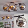 Koyoto ceiling light, globe light chrome, Smoke-coloured, 5-light sources