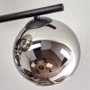 Koyoto ceiling light, globe light chrome, Smoke-coloured, 5-light sources