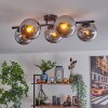 Koyoto ceiling light, globe light chrome, Smoke-coloured, 5-light sources