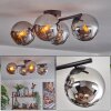 Koyoto ceiling light, globe light chrome, Smoke-coloured, 4-light sources