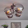 Koyoto ceiling light, globe light chrome, Smoke-coloured, 4-light sources