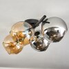 Koyoto ceiling light, globe light Amber, chrome, Smoke-coloured, 4-light sources