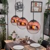 Gastor hanging light, globe light, pendant light clear, coppery, 3-light sources