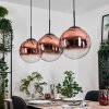 Gastor hanging light, globe light, pendant light clear, coppery, 3-light sources