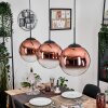 Gastor hanging light, globe light, pendant light clear, coppery, 3-light sources