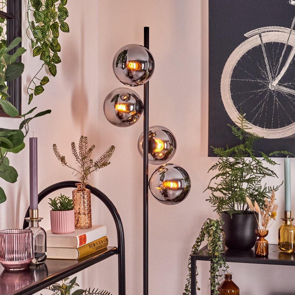 Gastor floor lamp chrome, Smoke-coloured, 4-light sources