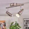 Crina ceiling light, ceiling spotlight LED chrome, matt nickel, 2-light sources