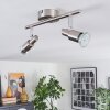 Crina ceiling light, ceiling spotlight LED chrome, matt nickel, 2-light sources