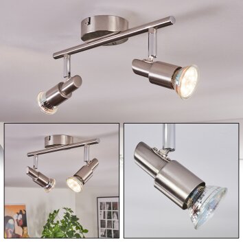 Crina ceiling light, ceiling spotlight LED chrome, matt nickel, 2-light sources